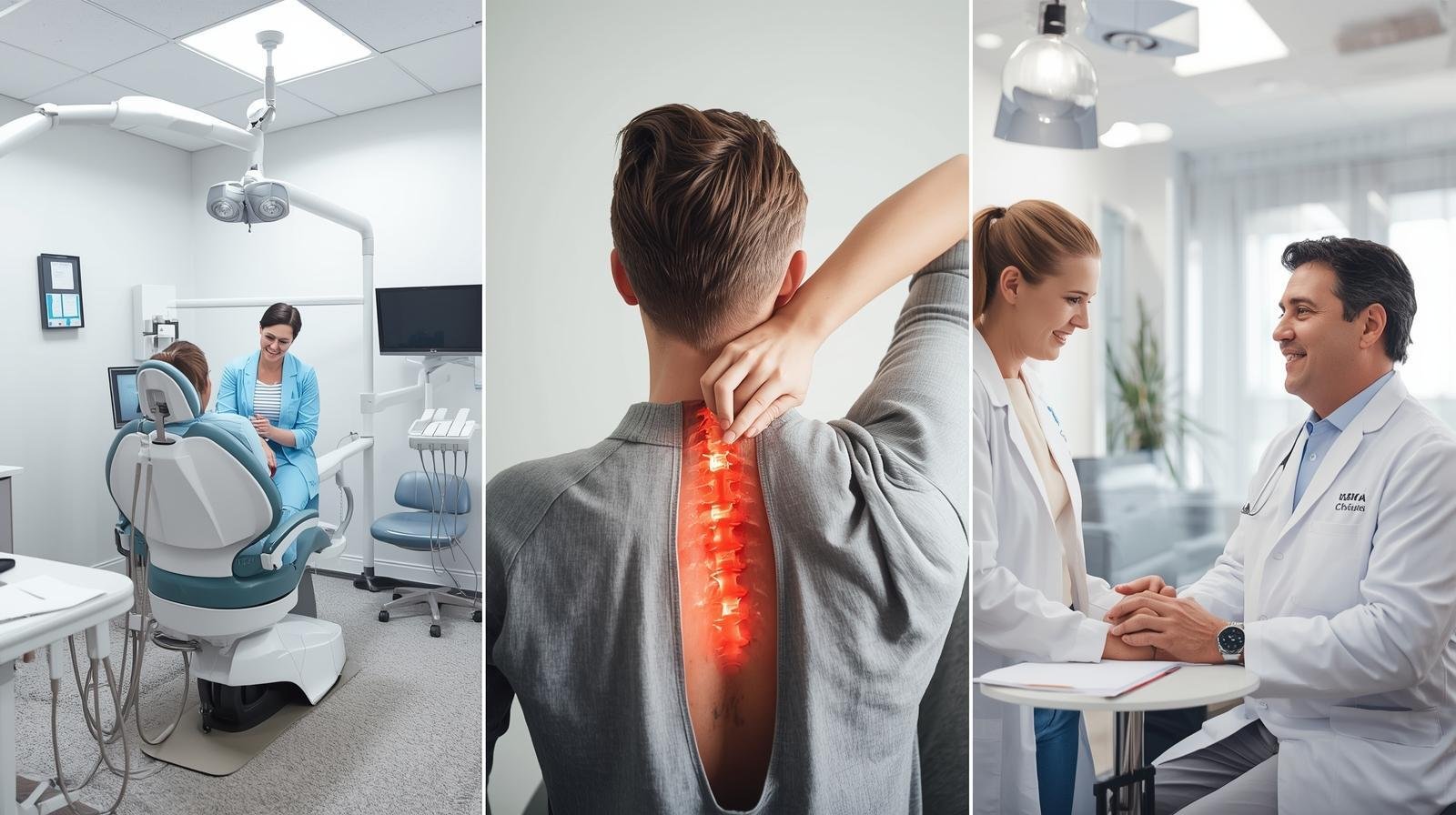 three image collage of dental, chiro and med practices